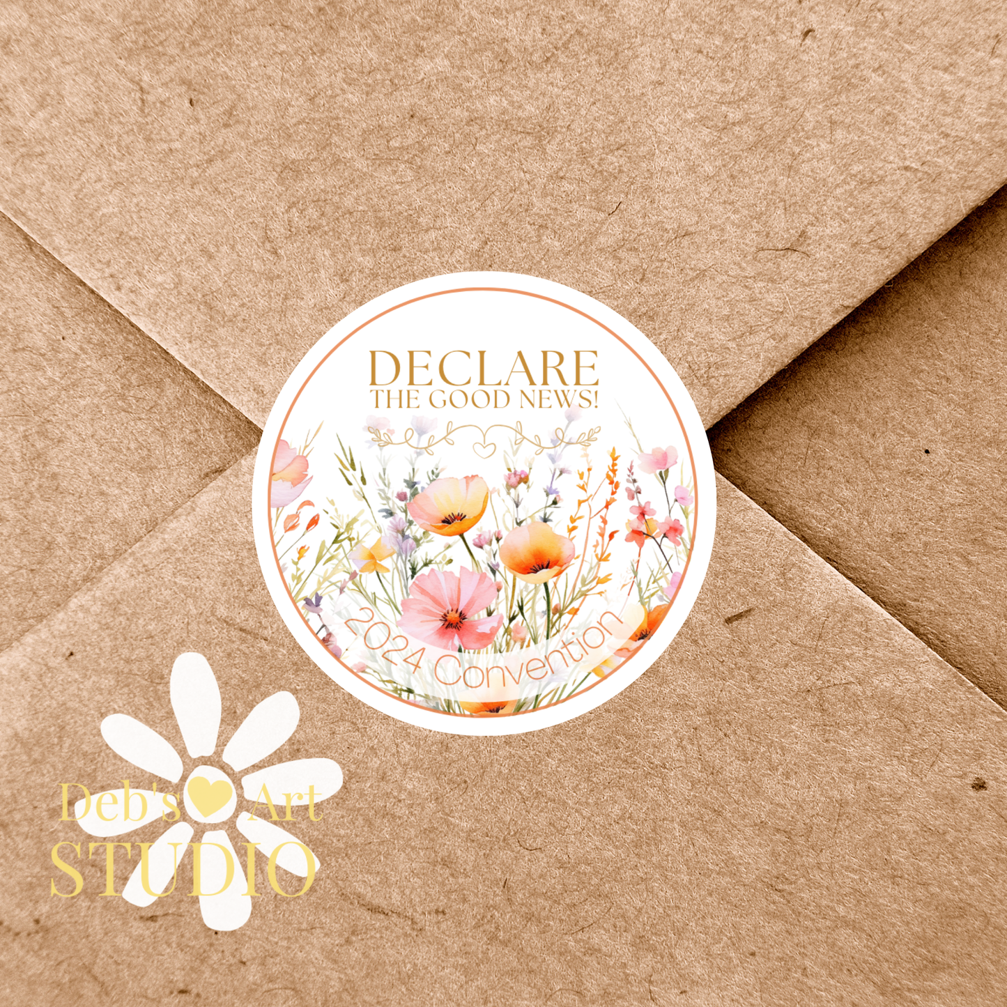 2024 Good News Convention | JW Envelope Stickers | Peach Wildflowers