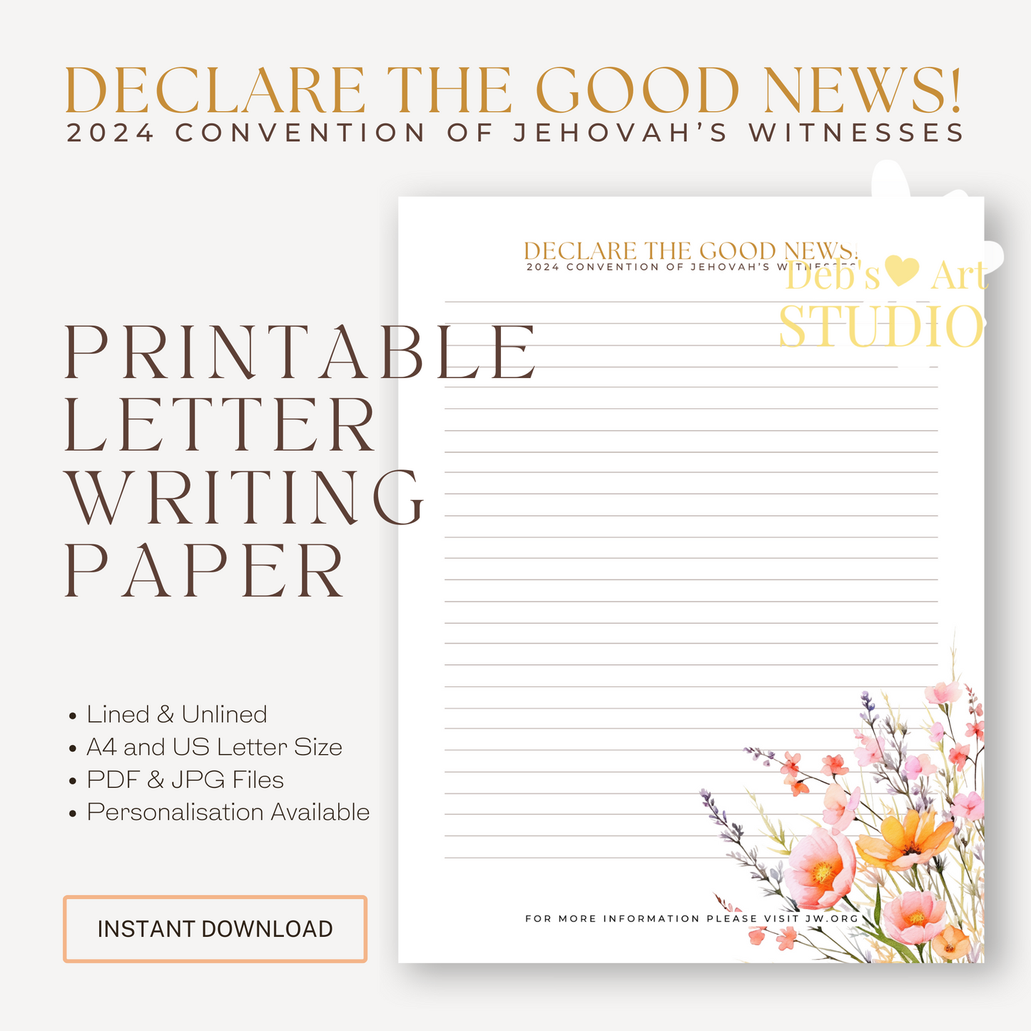 Good News 2024 Convention | JW Letter Writing | Peach Wildflowers