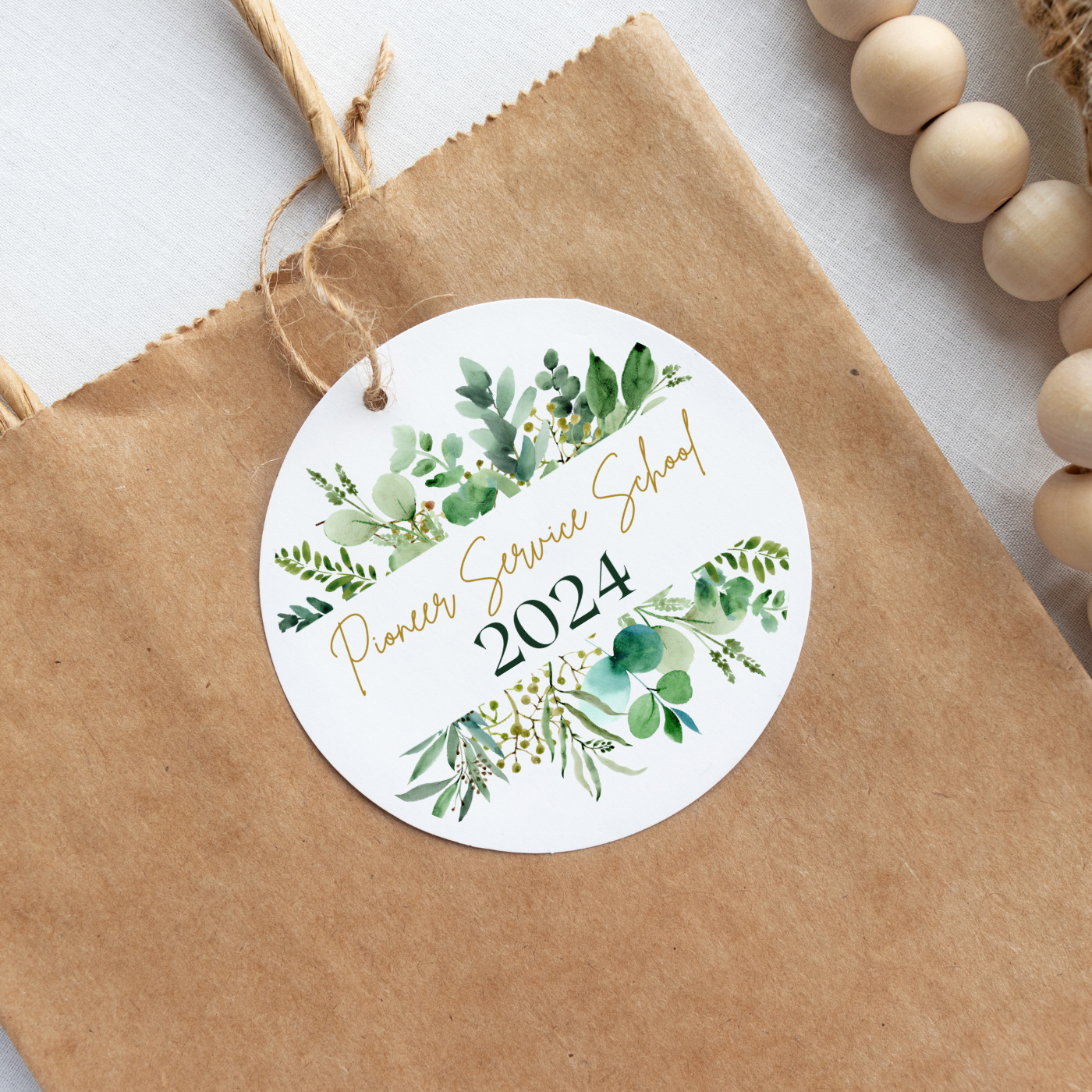 Pioneer Gift Tag, Stickers | 2024 Pioneer School | Green Leaves