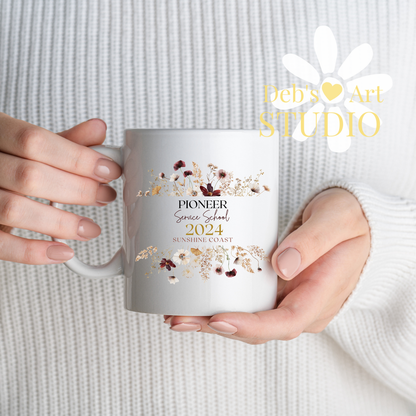 Pioneer School Mug Design - Editable | JW Pioneer Gifts | Boho Flowers