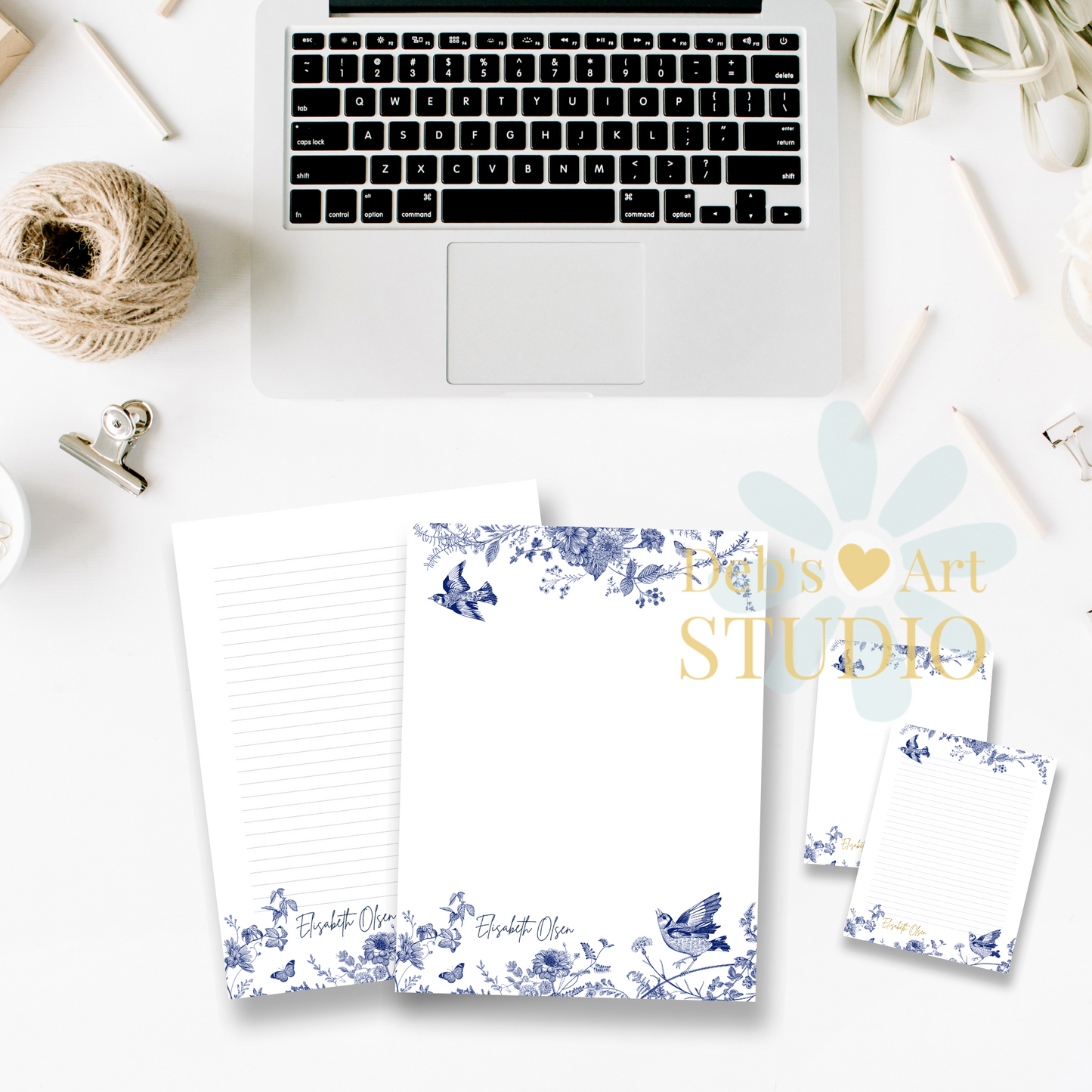 Personalised Stationery Editable | Blue Hamptons Writing Paper