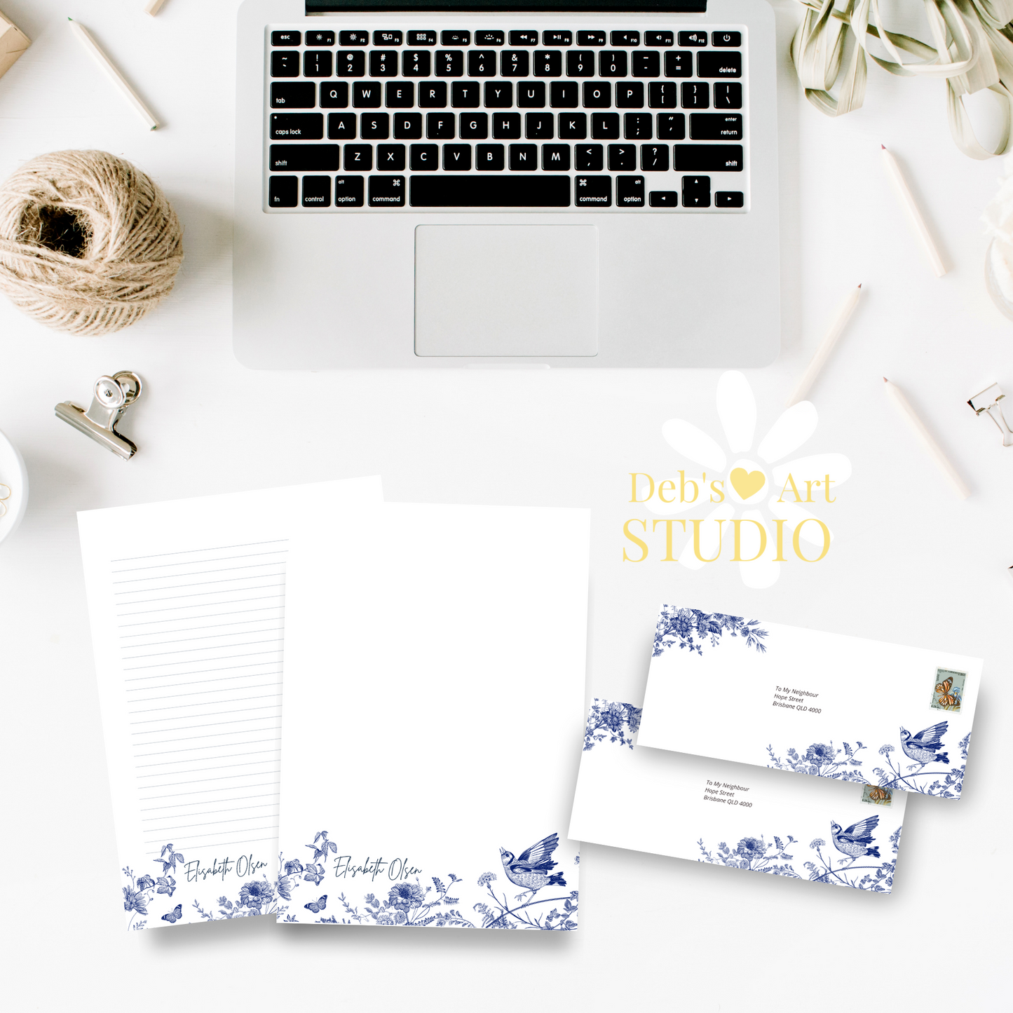 Visit jw.org, JW Envelopes | JW Letter Writing | Blue & White Flowers