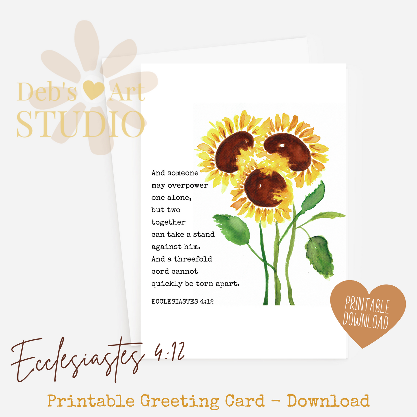 Wedding Card | Ecclesiastes 4:12 | 5x7 Wedding Card | JW Anniversary