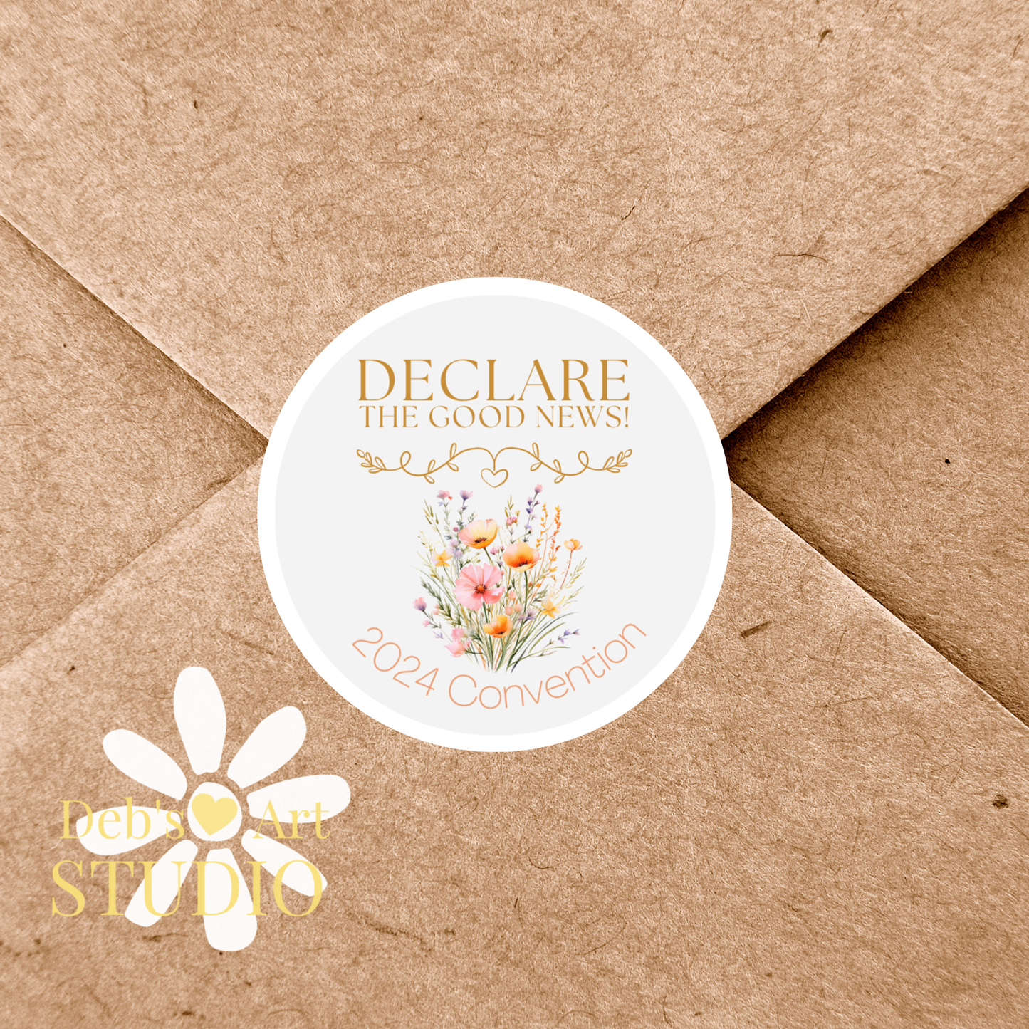 2024 Good News Convention | JW Envelope Stickers | Peach Wildflowers