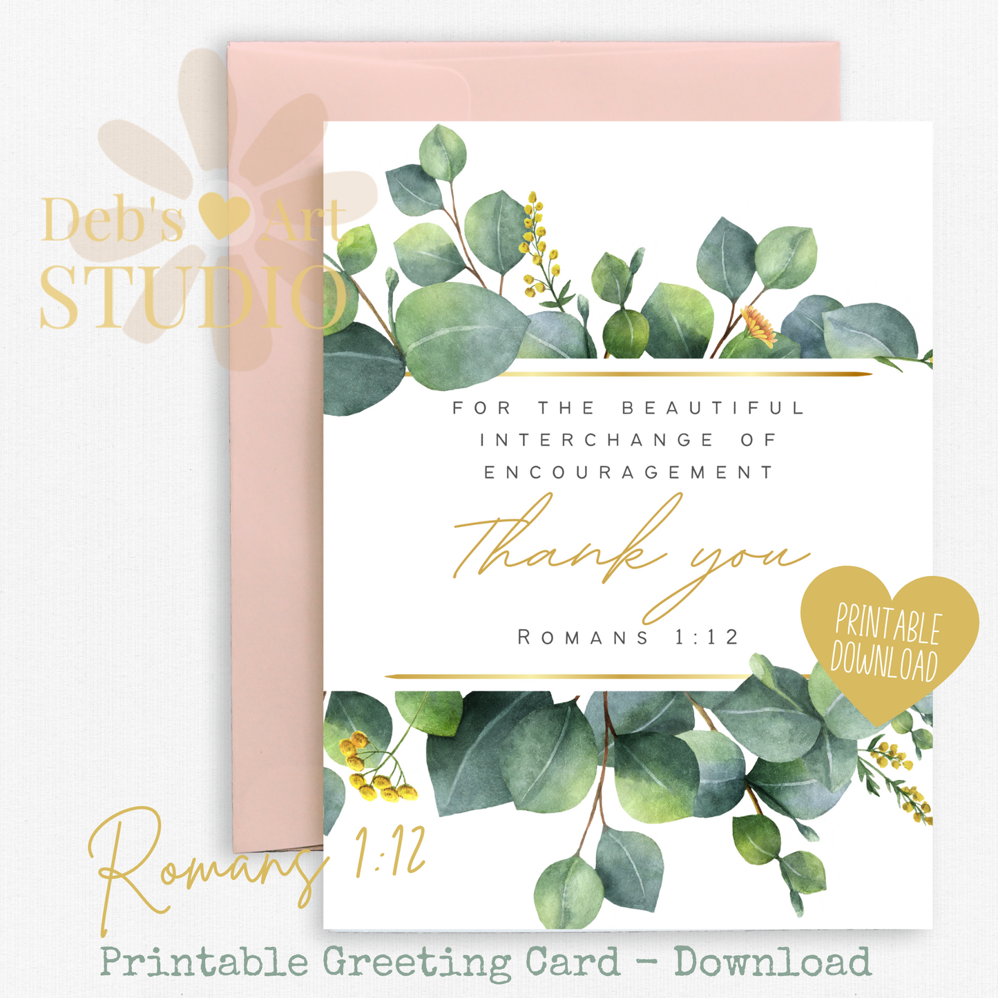 Thank you, Encouragement | Romans 1:12 | Eucalyptus | Printable Card