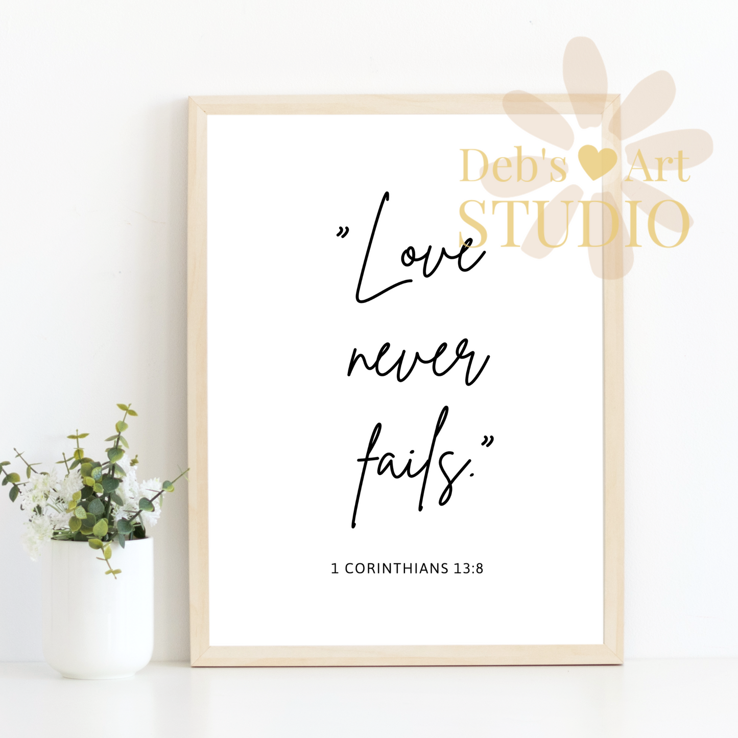 Love Never Fails, Bible Verse Wall Art | 1 Corinthians 13:8 | JW Gift