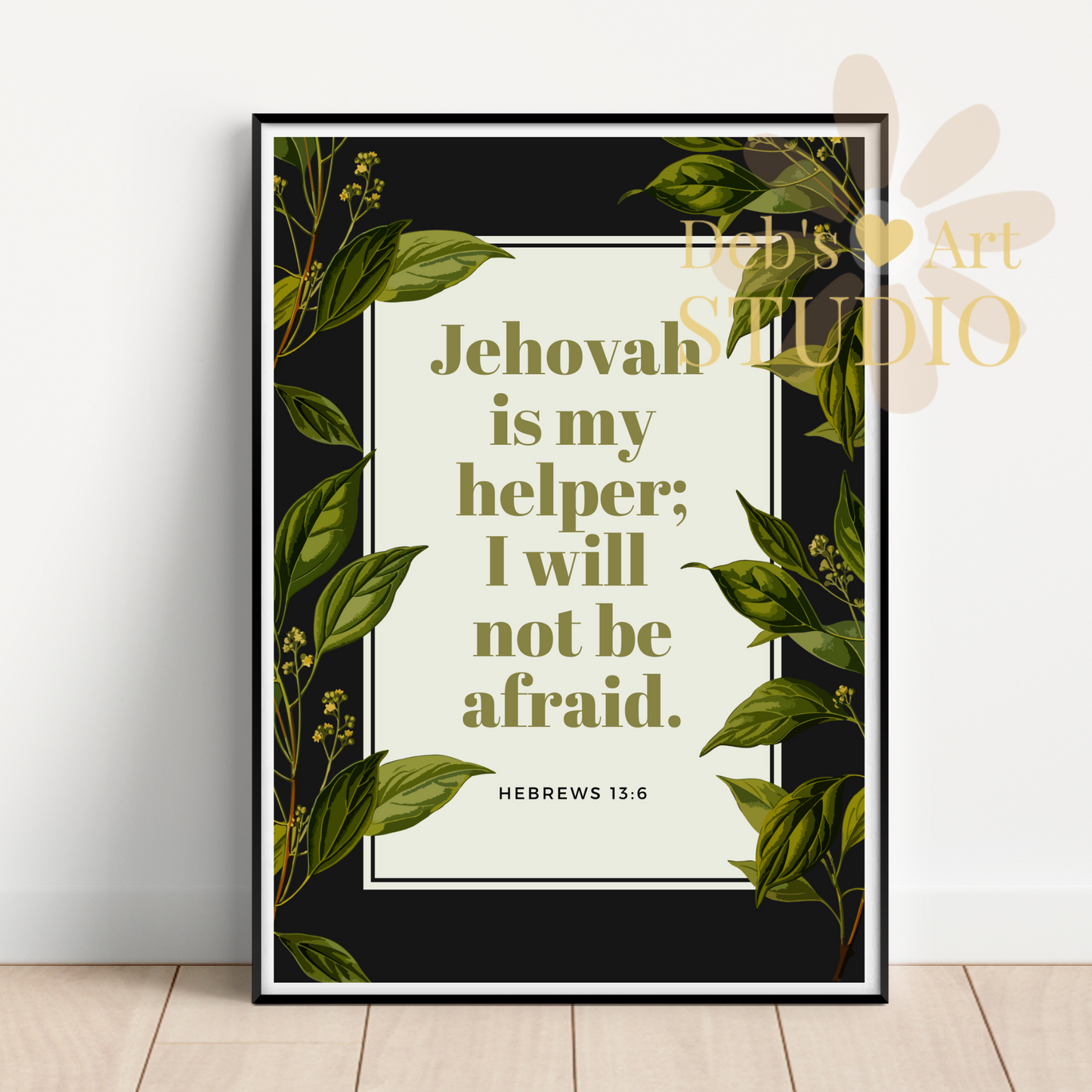 Hebrews 13:6 Bible Verse Wall Art | JW Gift | Botanical Leaves Print