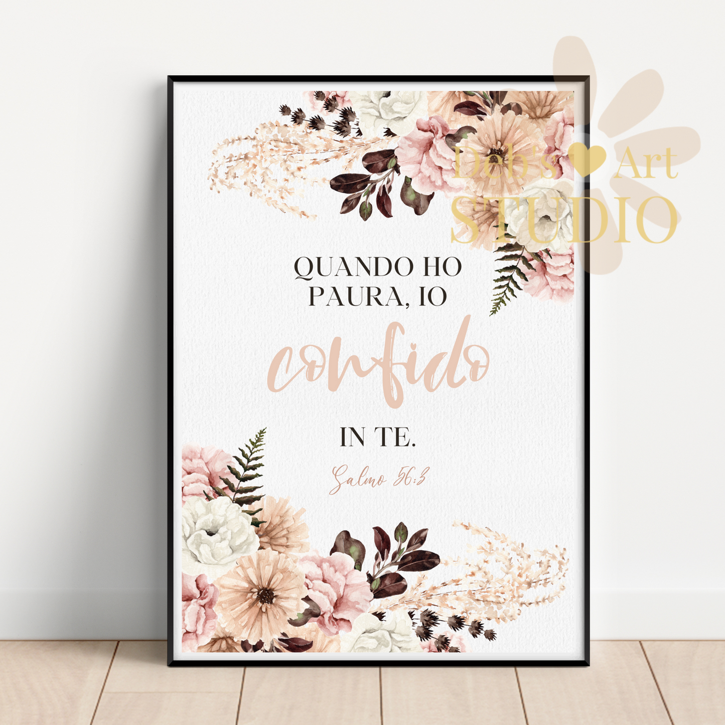 2024 JW Year Text - Wall Art | Psalm 56:3 | Italian | Pink Flowers