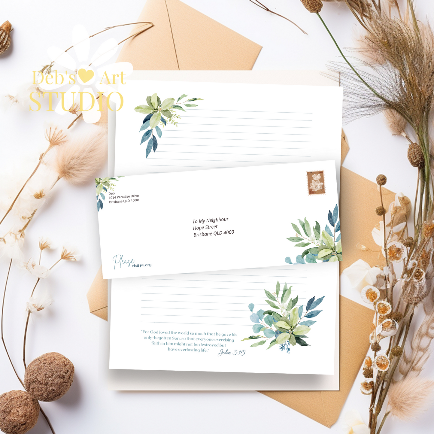 Visit jw.org, JW Envelopes | Memorial | Letter Writing | Eucalyptus Leaves