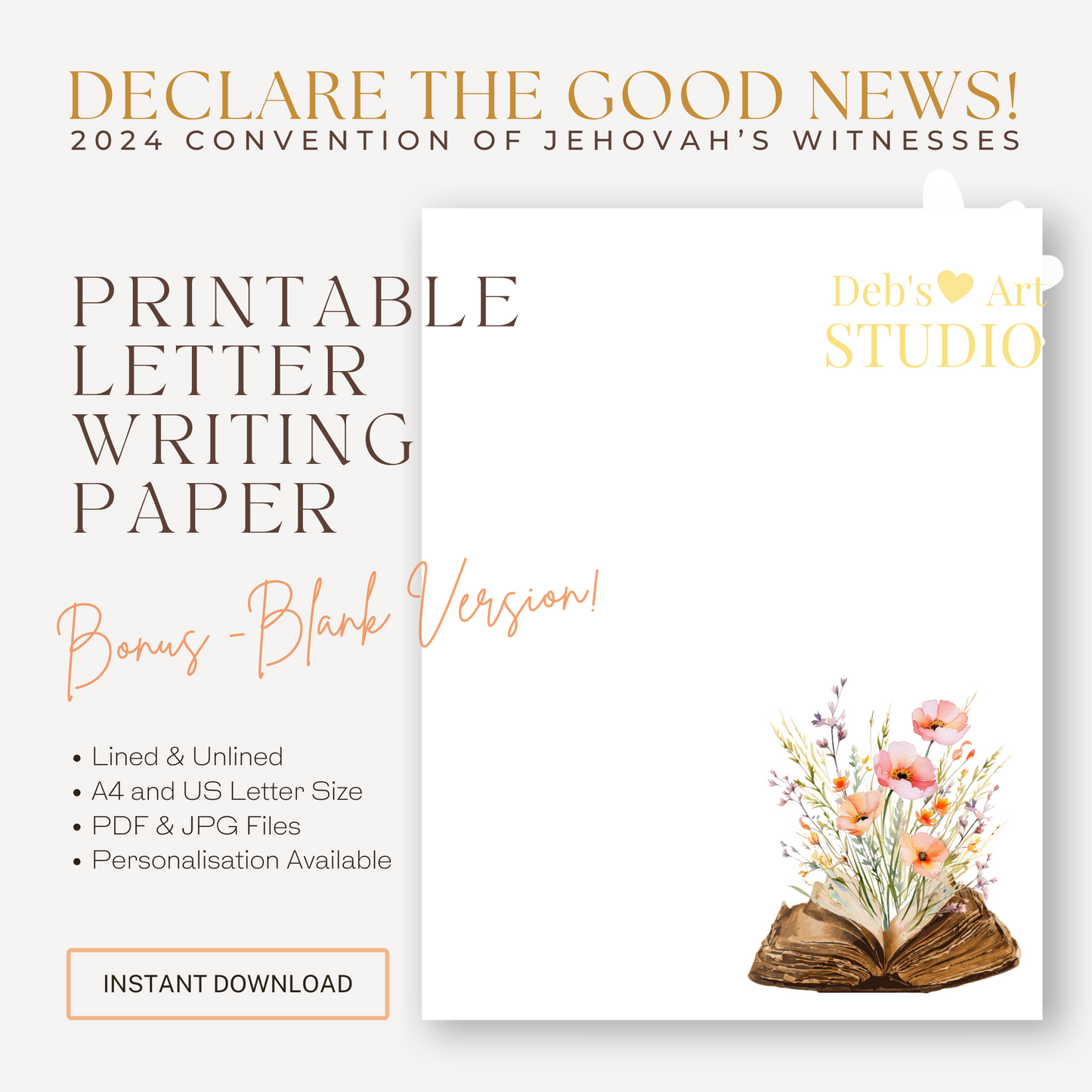 Good News 2024 Convention | JW Letter Writing | Bible & Peach Flowers