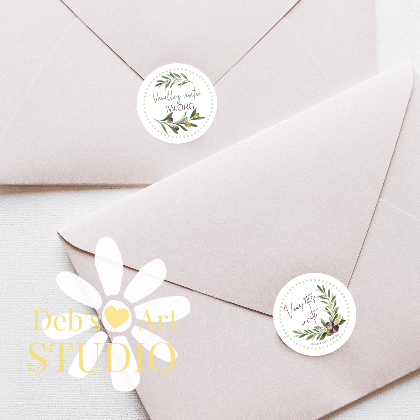 You're Invited | Envelope Stickers | French | Olive Branch