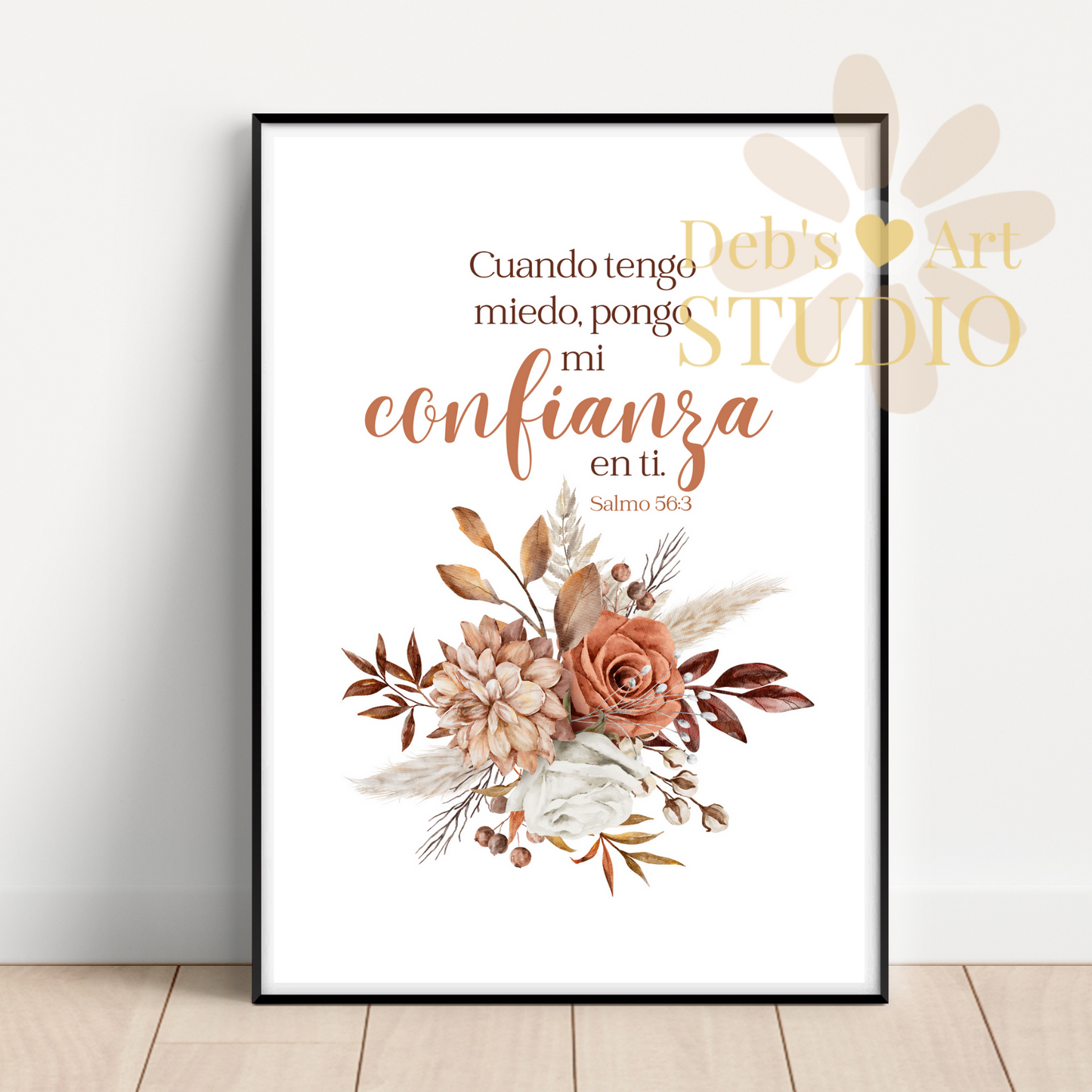 2024 JW Year Text - Spanish Bible Verse Wall Art | Salmo 56:3 | Boho Dried Flowers