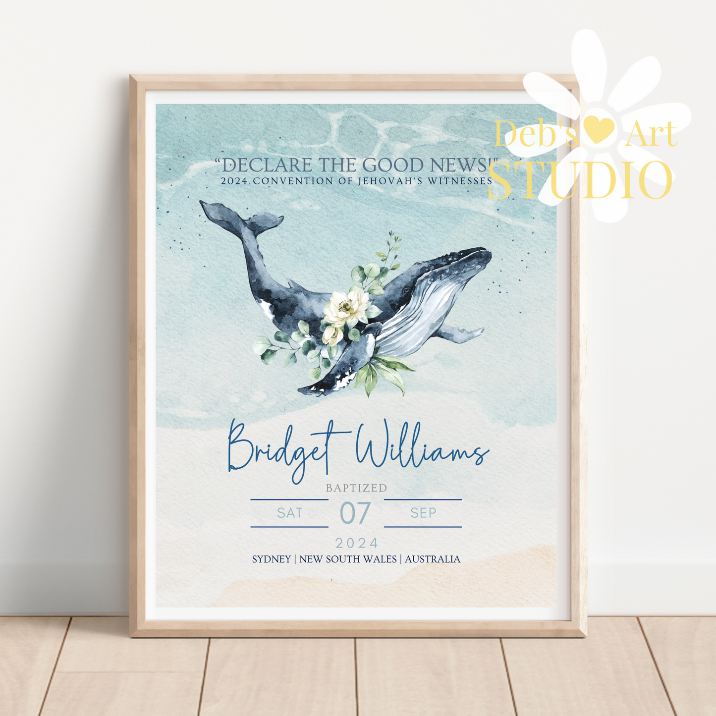 JW Baptism Gift | Baptism Keepsake | Ocean Fauna, Flora | Customisable