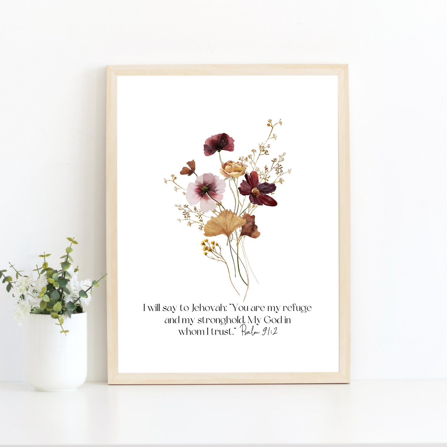 Psalm 91 Bible Verse Wall Art | Botanical Wall Art | Set of 3 Prints