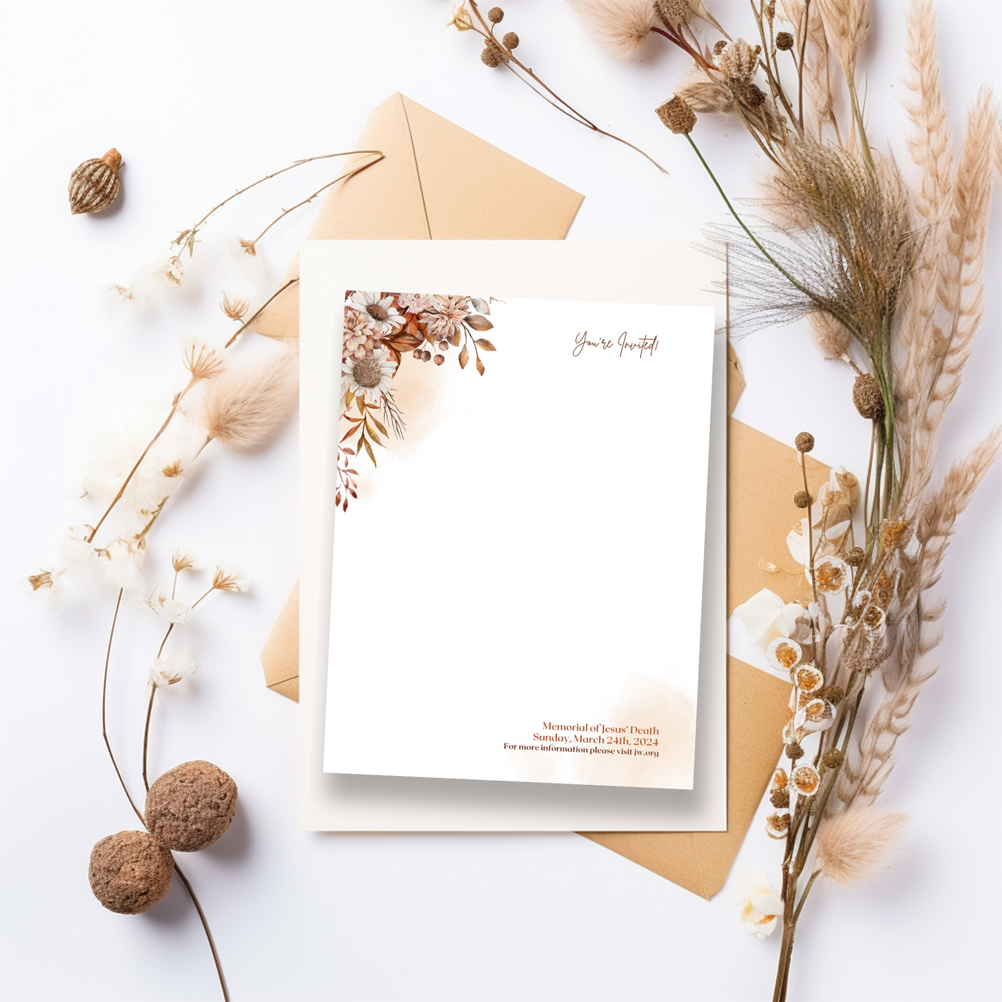 Memorial Invitation 2024 | Luke 22 19 | Autumn Boho, JW Letter Writing