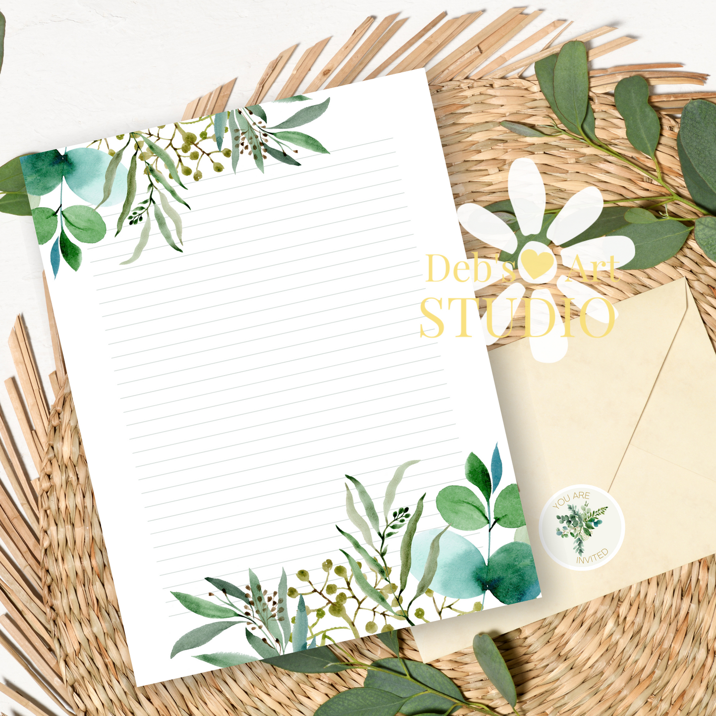 You're Invited | Envelope Stickers | Green Leaves | JW Letter Writing