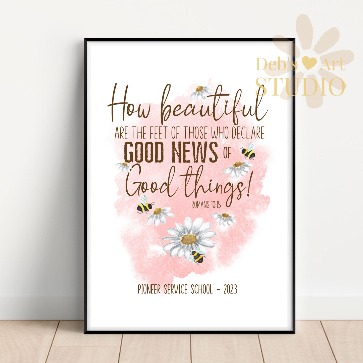 Romans 10:15, Bible Verse Wall Art | JW Pioneer Gifts | Pioneer School | Pink