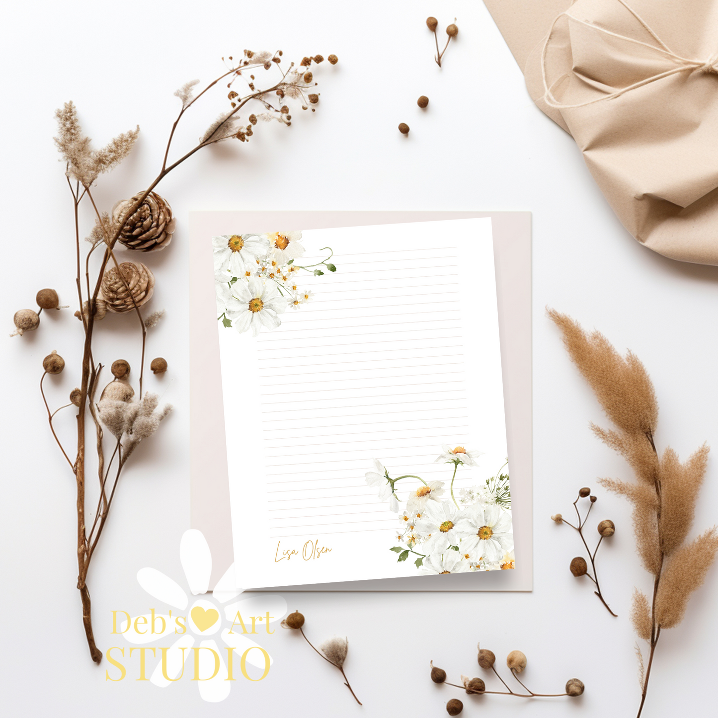 Personalised Stationery Editable Template | Daisy Writing Paper