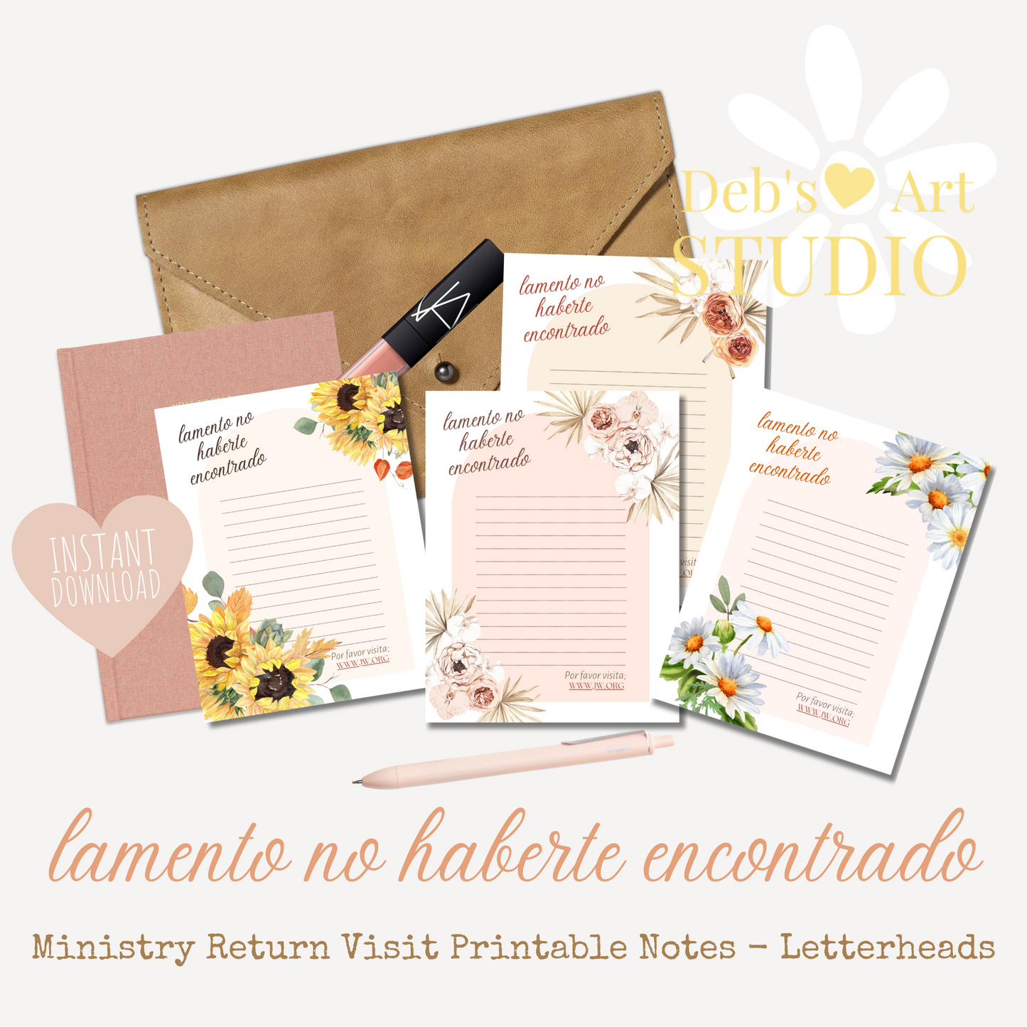 Spanish, Return Visit Notes | JW Letter Writing | Sunflower Print