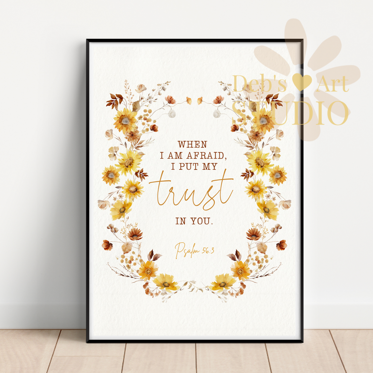 2024 JW Year Text - Bible Verse Wall Art | Psalm 56:3 | Boho Sunflowers