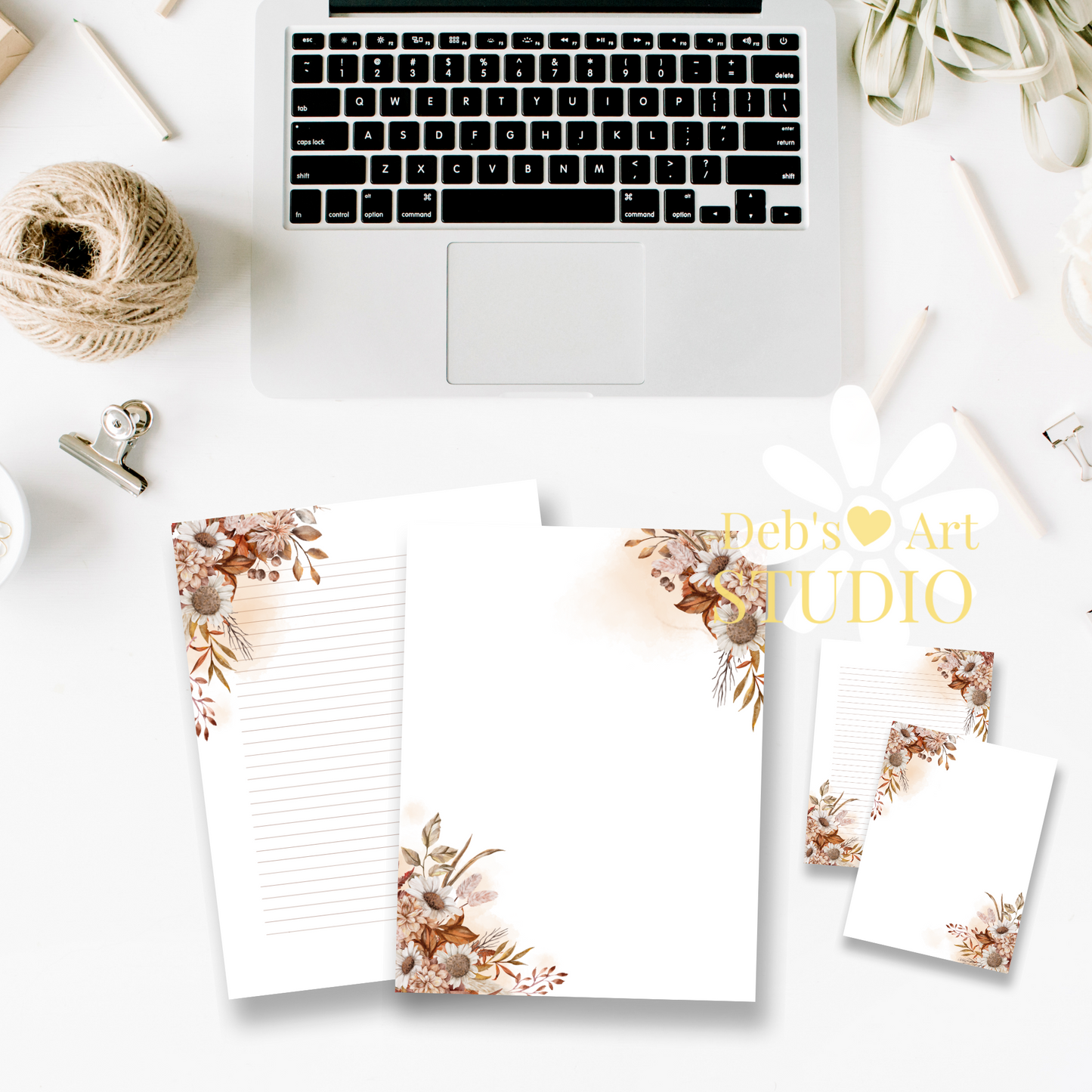 Letter Writing Paper | JW Printable | Letterheads, Autumn Boho Flowers