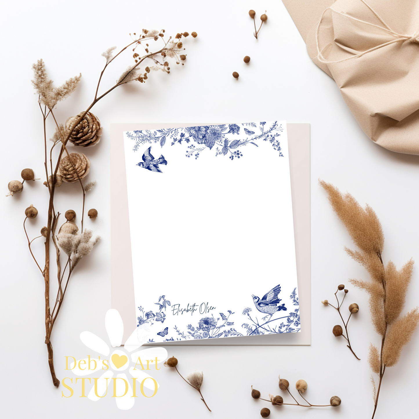 Personalised Stationery Editable | Blue Hamptons Writing Paper