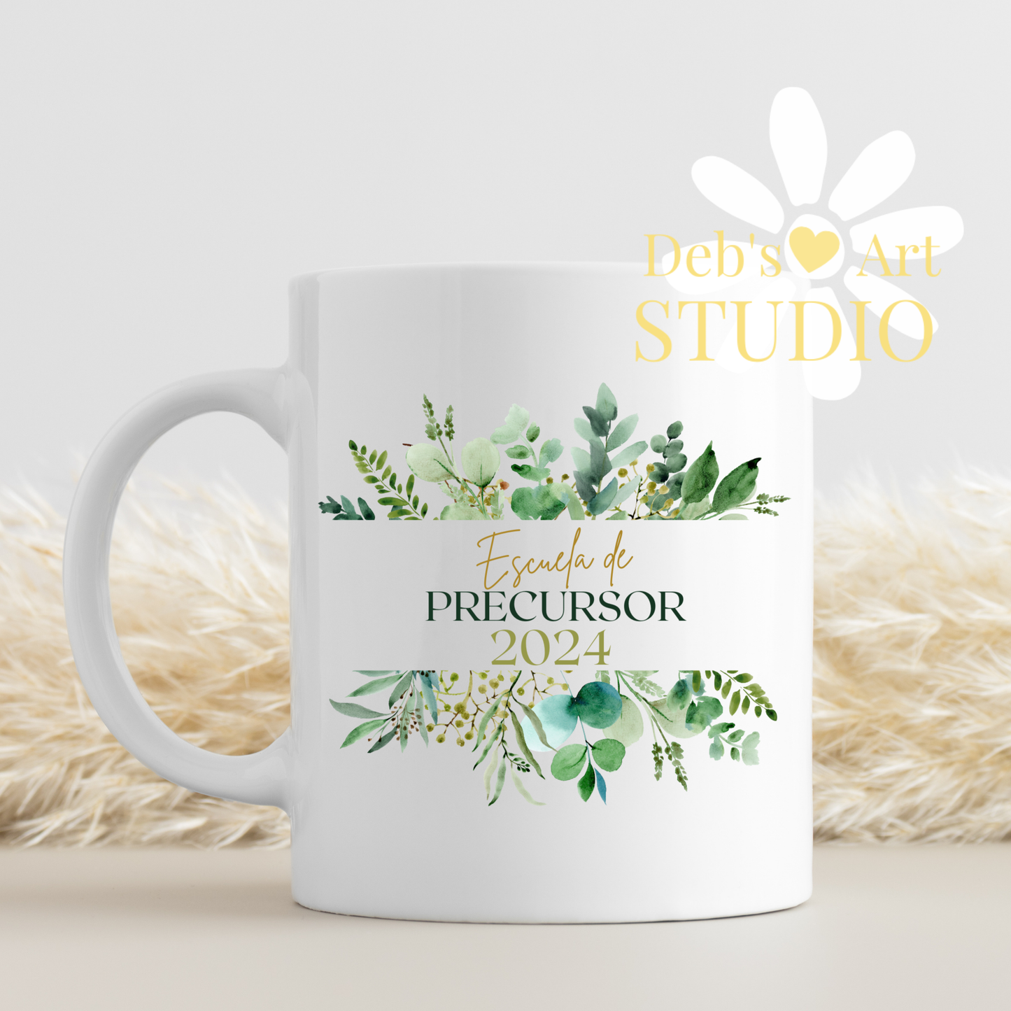 Spanish, Pioneer School Mug Design - Editable | JW Pioneer Gift | Leaf