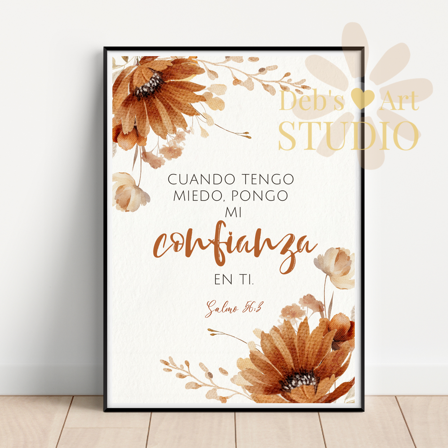 2024 JW Year Text - Spanish Wall Art | Salmo 56:3 | Autumn Flowers