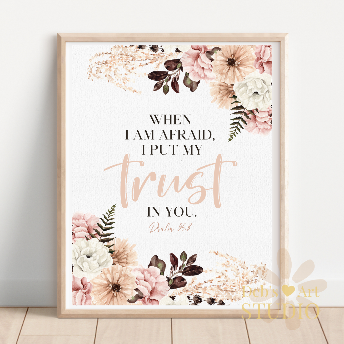 JW Greeting Card | Psalm 56:3 | 2024 Year Text | Pink Boho Flowers