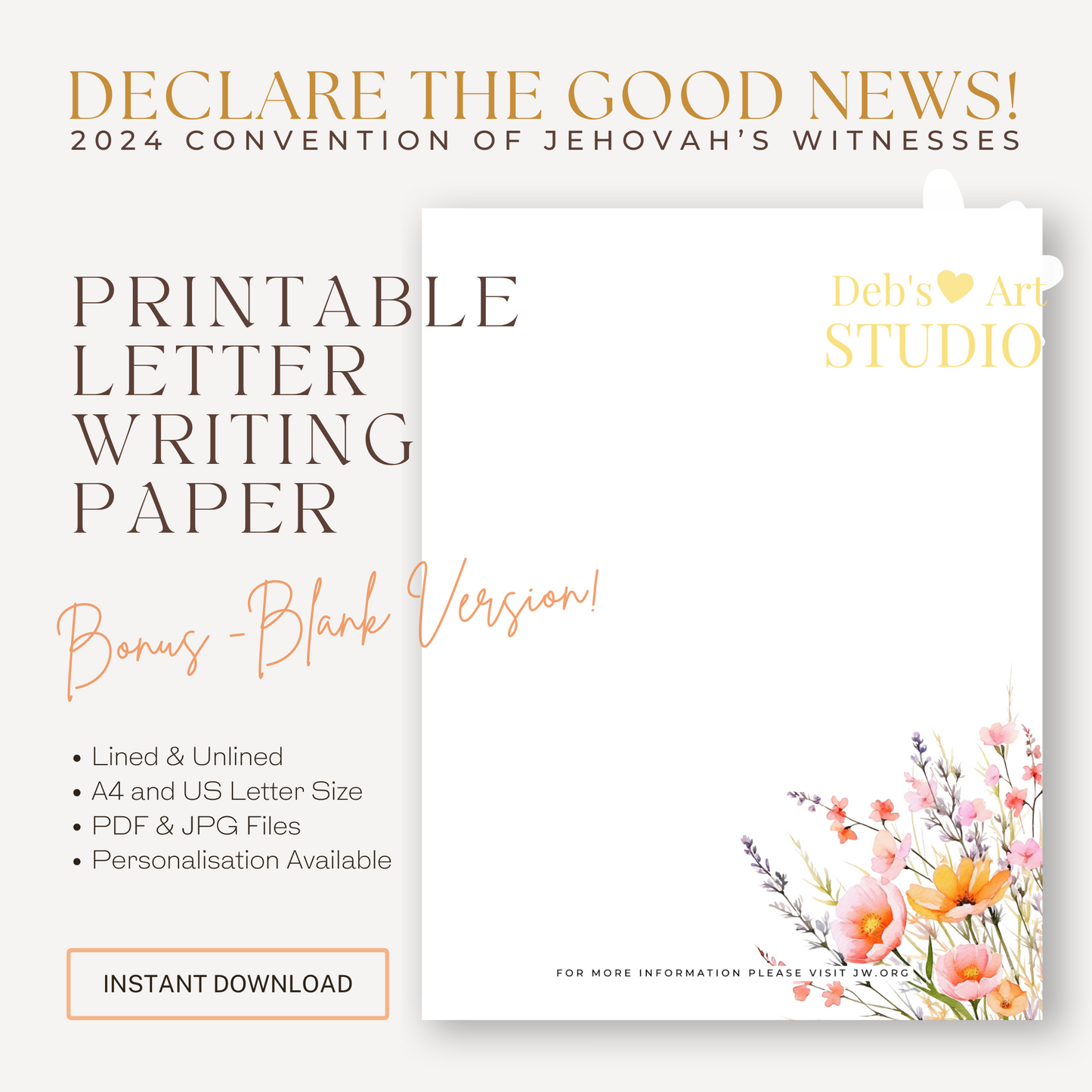 Good News 2024 Convention | JW Letter Writing | Peach Wildflowers