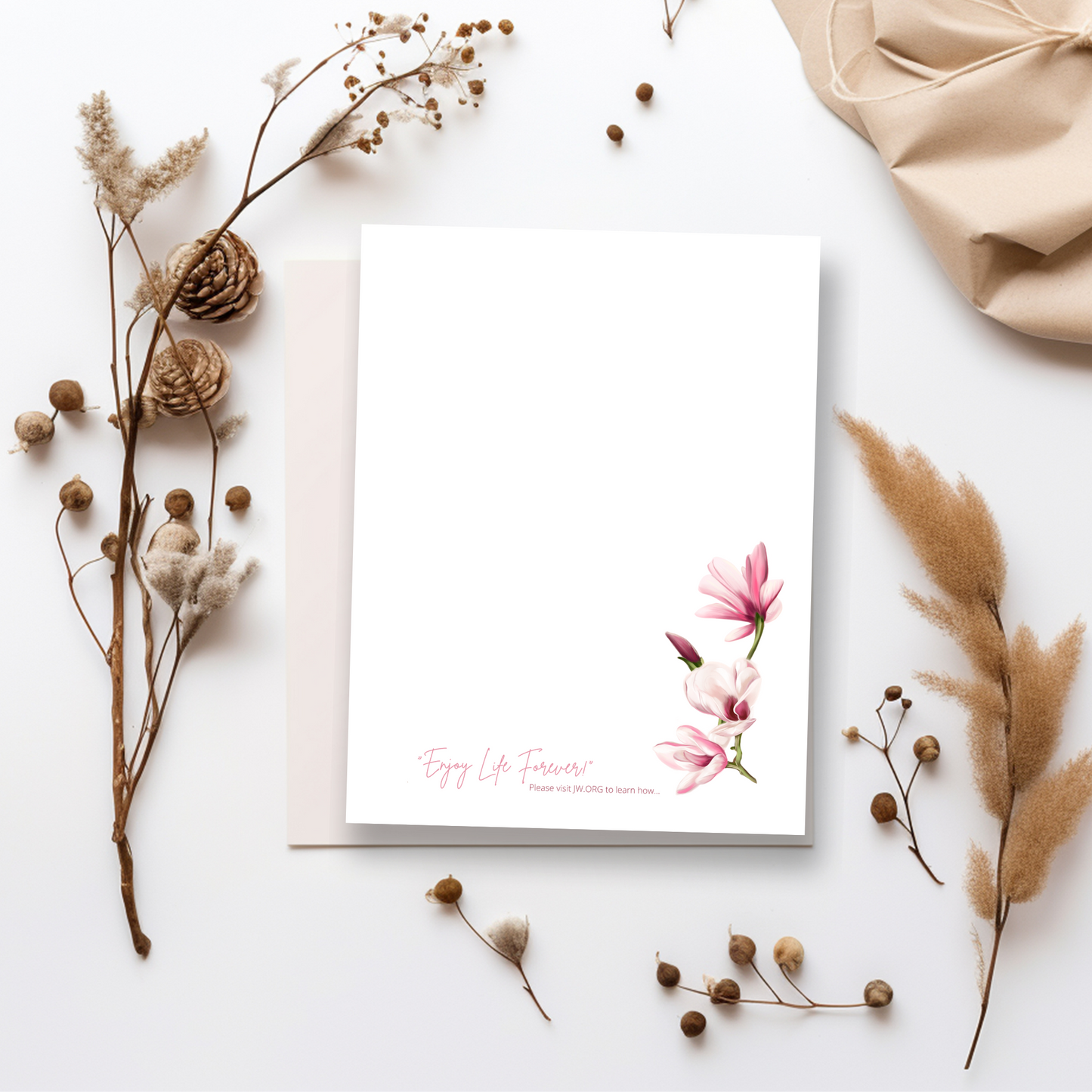 Enjoy Life Forever, JW Letter Writing Paper | Pink Magnolias