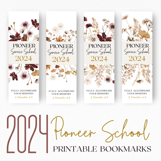 JW bookmark | Pioneer Service School 2024 | JW Gifts | Boho Wildflowers