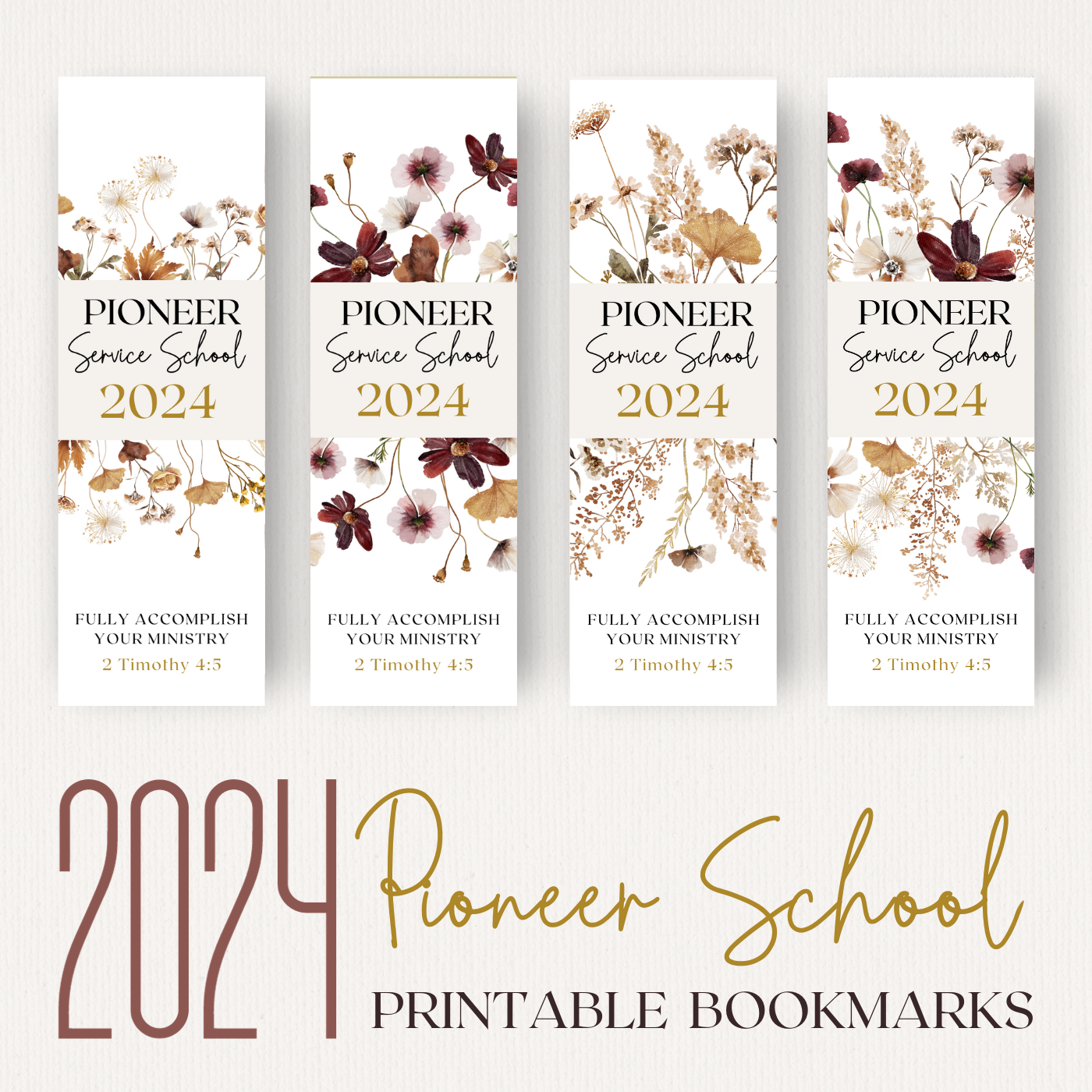 JW bookmark | Pioneer Service School 2024 | JW Gifts | Boho Wildflowers