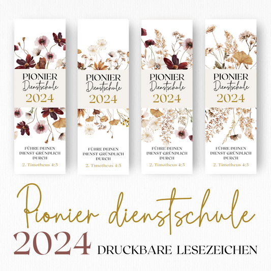 JW bookmark | Pioneer Service School 2024 | German | JW Gifts | Boho Wildflowers