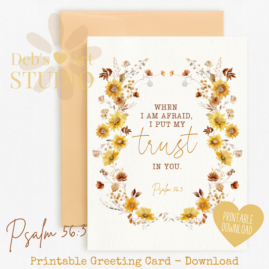 JW Greeting Card | Psalm 56:3 | 2024 Year Text | Boho Sunflowers