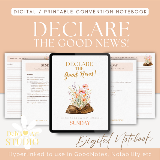 2024 JW Convention Notebook | Declare the Good News | Peach Flowers