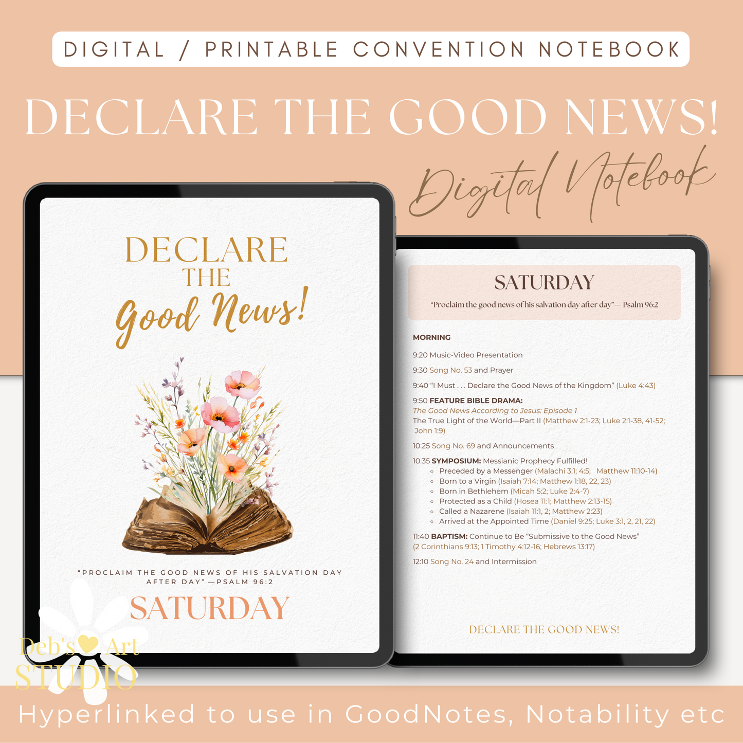 2024 JW Convention Notebook | Declare the Good News | Peach Flowers