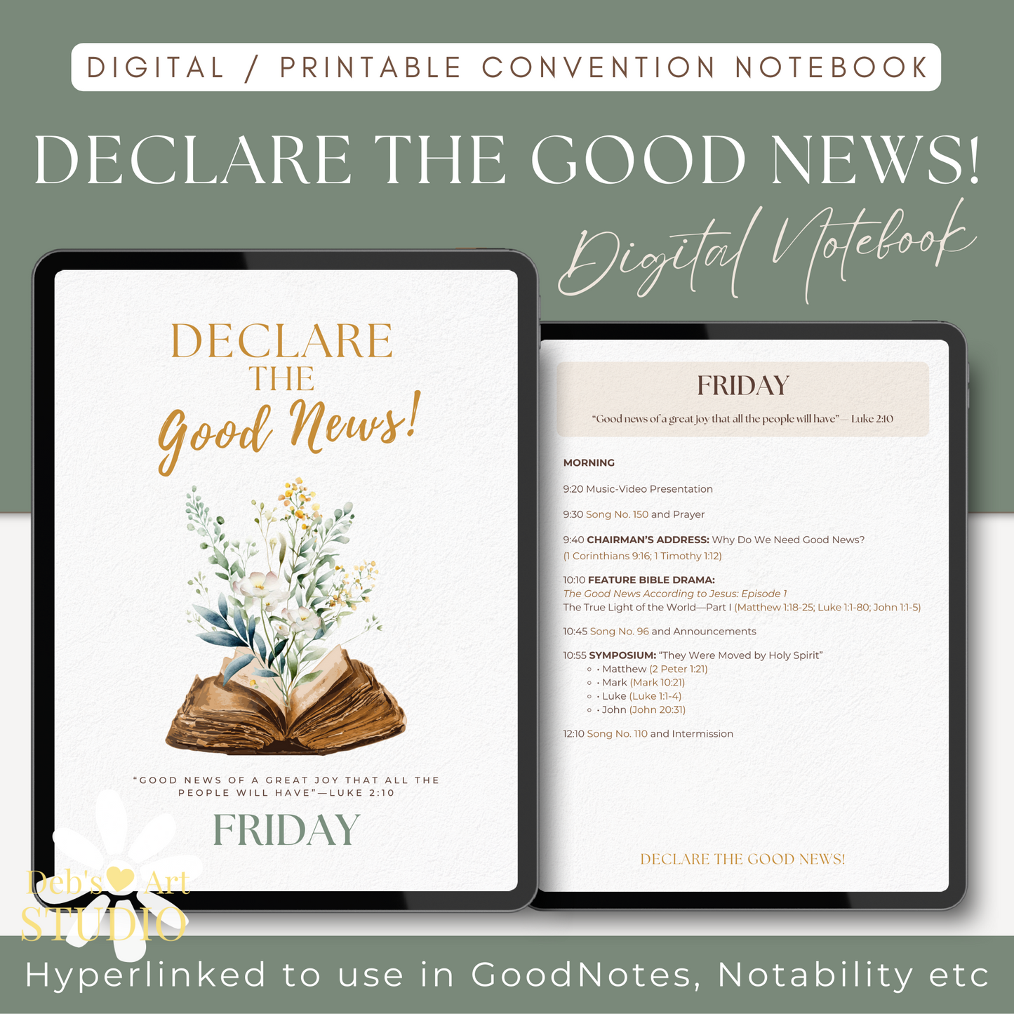 2024 JW Convention Notebook | Declare the Good News | Green Flowers