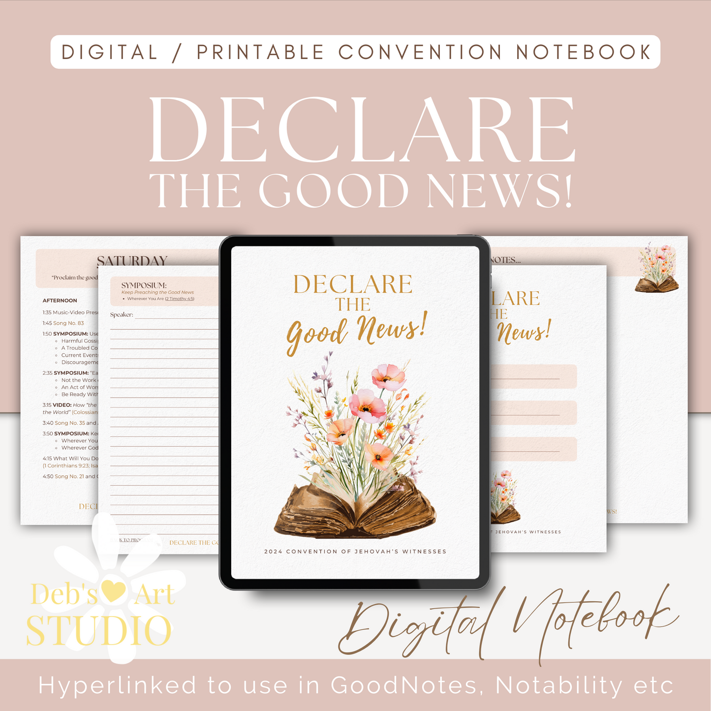 2024 JW Convention Notebook | Declare the Good News | Peach Flowers