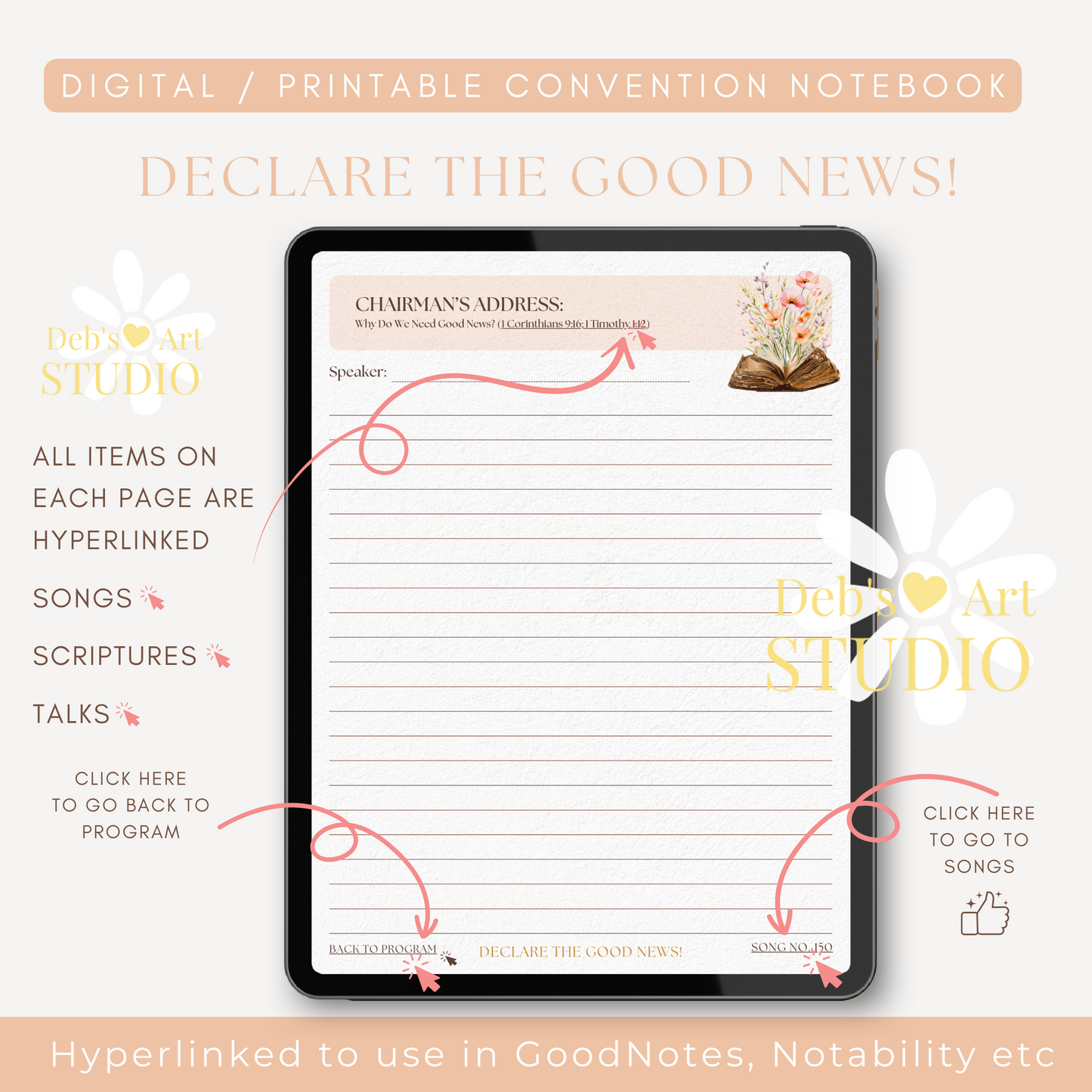 2024 JW Convention Notebook | Declare the Good News | Peach Flowers