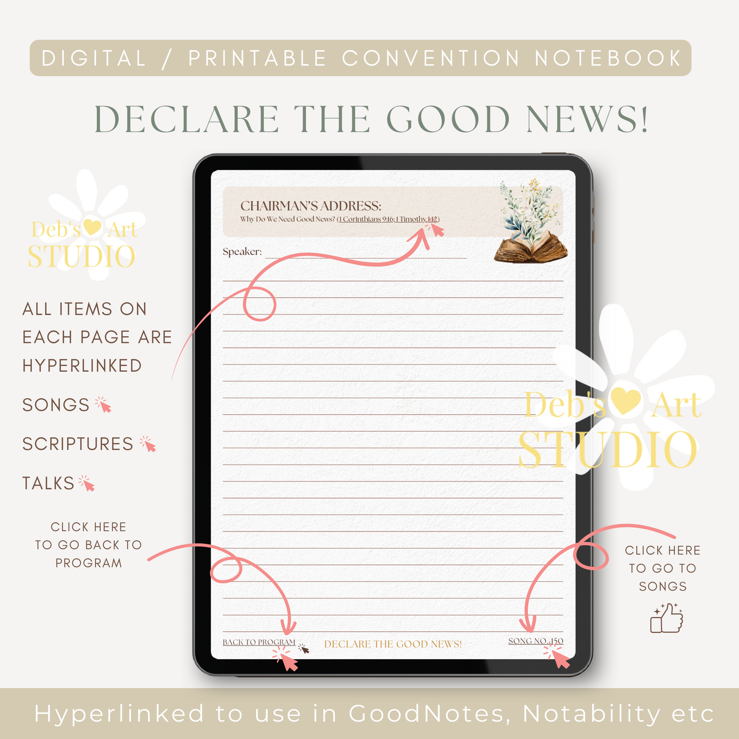 2024 JW Convention Notebook | Declare the Good News | Green Flowers