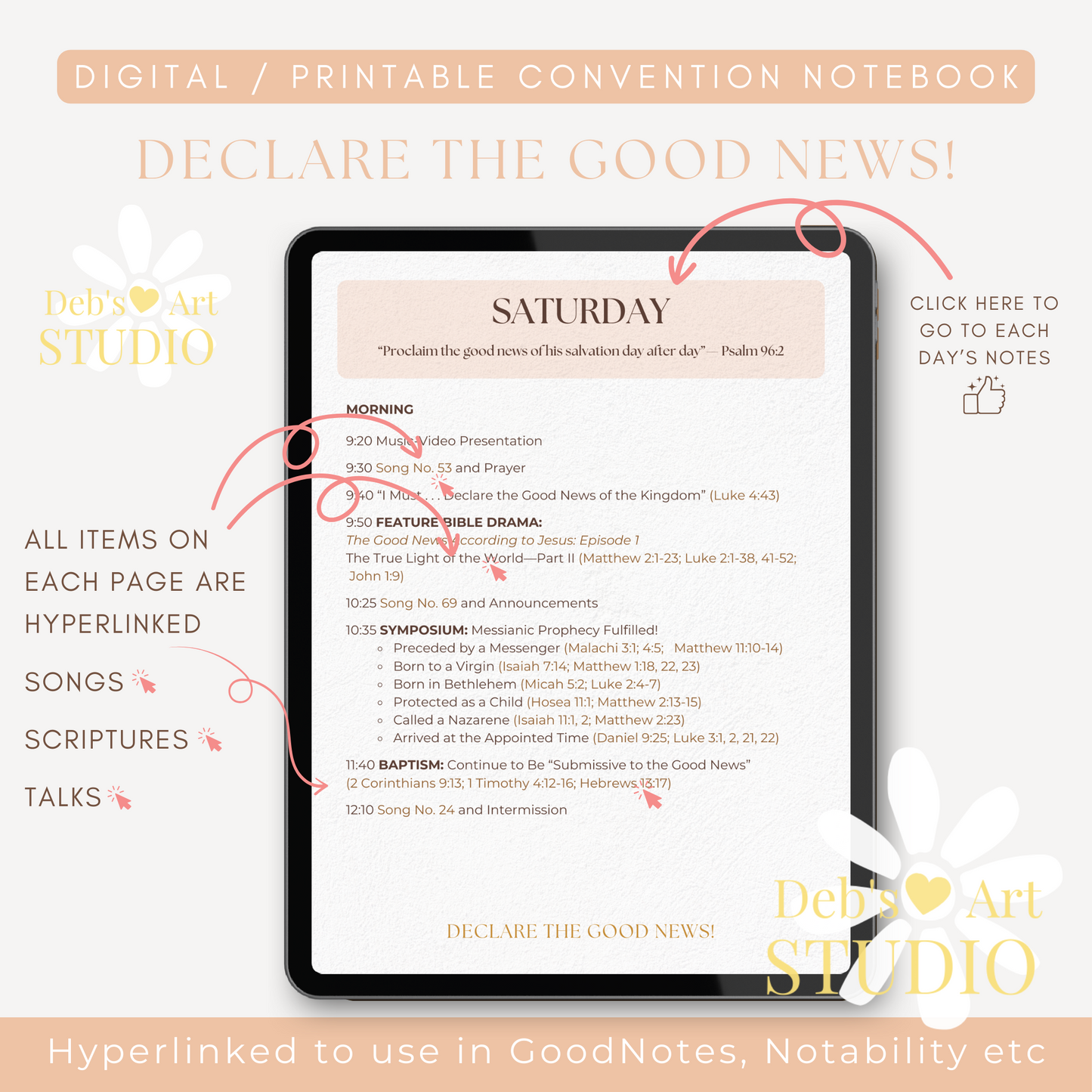 2024 JW Convention Notebook | Declare the Good News | Peach Flowers