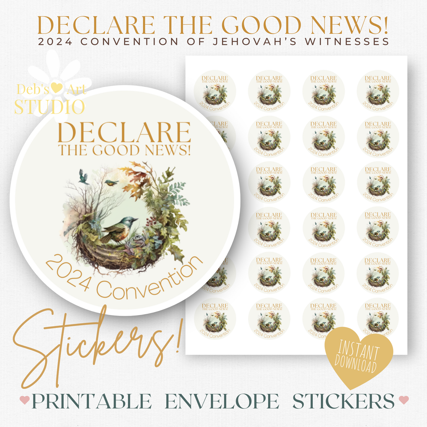 2024 Good News Convention | JW Envelope Stickers | Forest Birds