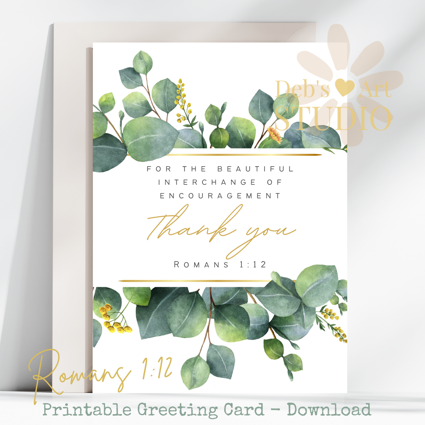 Thank you, Encouragement | Romans 1:12 | Eucalyptus | Printable Card