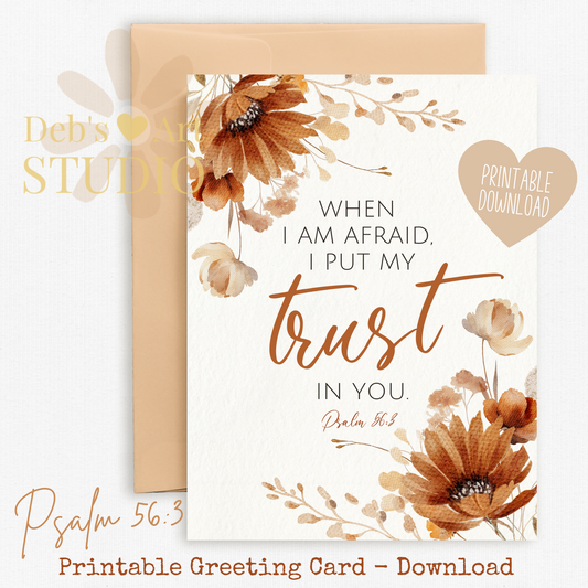 JW Greeting Card | Psalm 56:3 | 2024 Year Text | Autumn Flowers