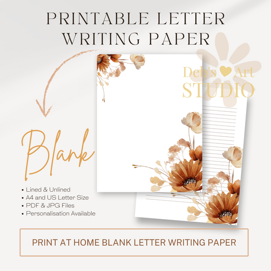 Letter Writing Paper | JW Printable | Letterheads | Autumn Flowers