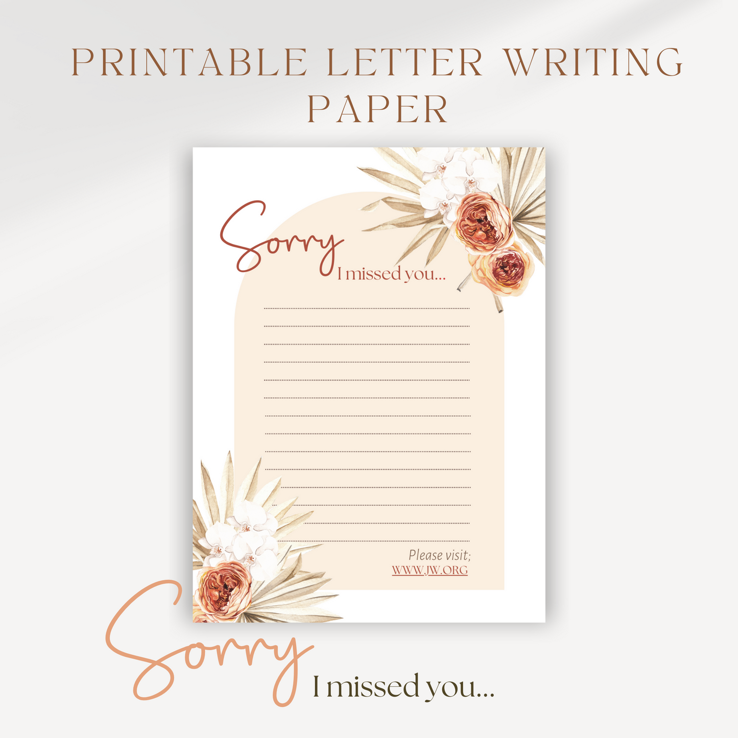 Printable Return Visit Notes | Sorry I Missed You | Sunflowers Print