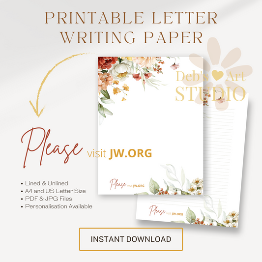 Visit jw.org, JW Letter Writing Paper | Printable Letterhead | Bright Botanicals