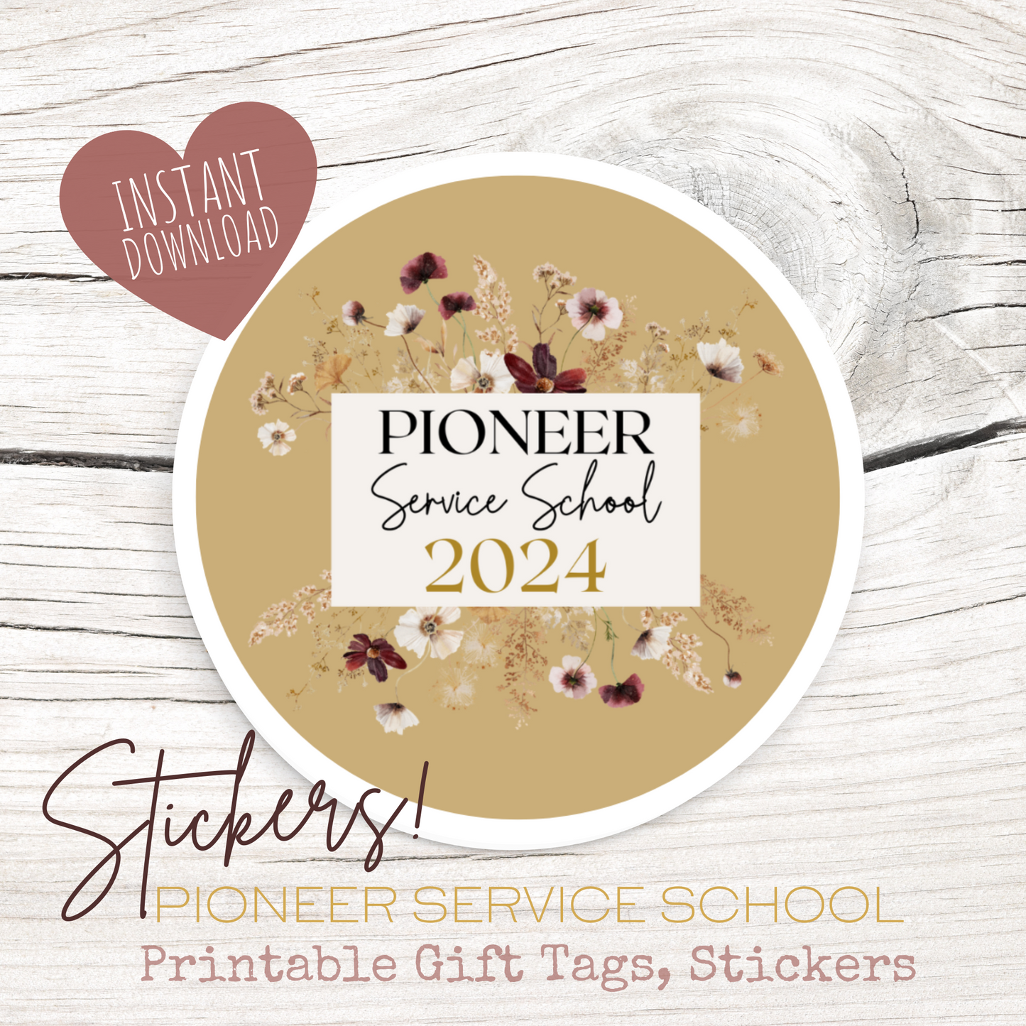 Pioneer Gift Tag, Stickers | 2024 Pioneer School | Boho Wildflowers