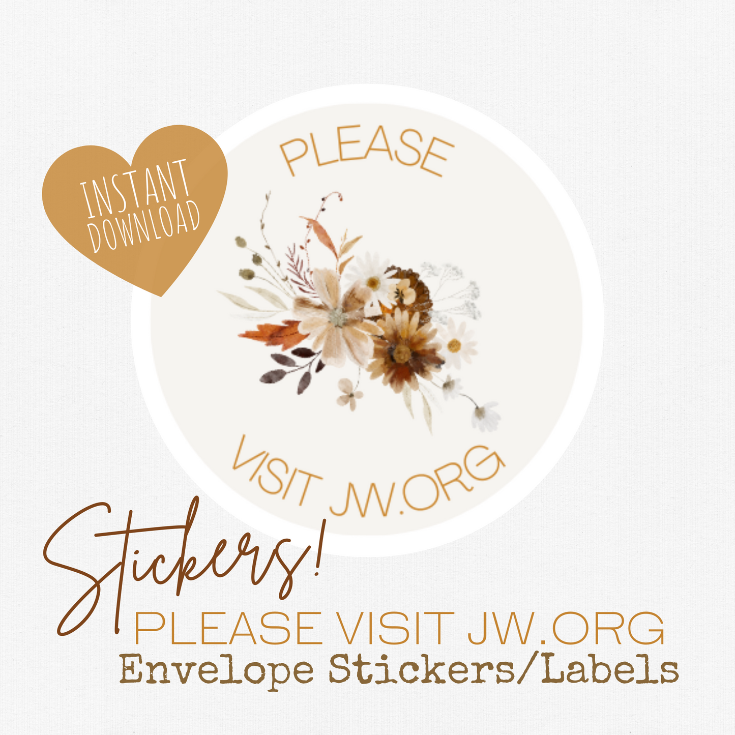 Please Visit jw.org, Envelope Stickers | Fall Boho Flowers